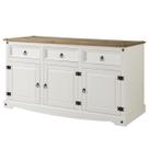 Balcão Buffet de Madeira Maciça Branco Lavado