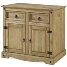 Balcão Buffet de Madeira Maciça com 2 Portas e 2 Gavetas Marrom Antique