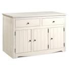 Balcão Buffet de Madeira Maciça com 3 Portas e 2 Gavetas Branco Envelhecido
