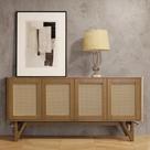 Balcão Buffet de Madeira Maciça Prime Wood 4 Portas Com Tela