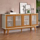Balcão Buffet Detroit 4 Portas 4 Prateleiras Off White/Nature - Tebarrot