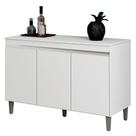 Balcão Buffet Gabinete Manu 120cm C/ Tampo 3 Portas Branco Balcão Buffet Gabinete Manu 120cm C/ Tampo 3 Portas Branco