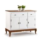 Balcão Buffet Linz Móveis 60631 com Pés Luis XV 3 Portas e 2 Gavetas Laca Branca/Imbuia Glazer