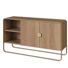 Balcão Buffet Orgânico Luna Artesano 135 cm (larg) em MDP Hanover Duas Portas Base Metal Dourado