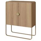 Balcão Buffet Orgânico Luna Artesano 90 cm (larg) em MDP Hanover Duas Portas Base Metal Dourado