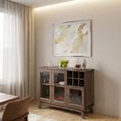Balcão Buffet Paris 3 Portas 1 Prateleira com Vidro Imbuia Natural - Rodmoveis
