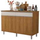 BALCÃO BUFFET PLUS. ALTO 4 PORTAS + 2 GAVETAS PUXADORES EM ALUMÍNIO COR NATURE COM OFF WHITE GRANDE 1.26m