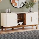 Balcão Buffet Rael 2 Portas 2 Gavetas com Vidro Off White/Nature - Henn