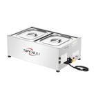 Balcão Buffet Rechaud Térmica Mesa Self Service Elétrico Inox 2 Cubas 220v Spolu