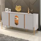 Balcão Buffet Tambaú 4 Portas 1 Prateleira com Vidro e Led Off-white/naturalle