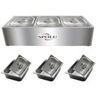Balcão Buffet Térmico Self Service Bancada 3 Cubas Aço Inox 220v Spolu
