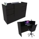Balcão Caixa 124cm Preto - Linha Premium - Modelo 1.1