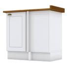 Balcão Canto Reto 1 Porta Nova York Branco com Tampo Nature Henn