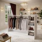Balcão Central Arara Cabideiro Expositor Roupa Loja Boutique Cor Branco Cód 406