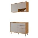 Balcão com Aéreo Aurea 120 cm com 4 Portas Cinamomo/Platina Balcão com Aéreo Aurea 120 cm com 4 Portas Cinamomo/Platina