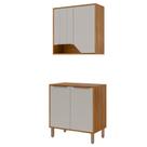 Balcão com Aéreo Celeste 80 cm com 4 Portas Cinamomo/Platina Balcão com Aéreo Celeste 80 cm com 4 Portas Cinamomo/Platina