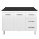 Balcão Com Tampo Bianca 120 cm Branco Preto Moblis