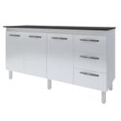 Balcão Com Tampo Emily 160 cm Branco Preto Moblis Balcão Com Tampo Emily 160 cm Branco Preto Moblis