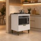 Balcão Cooktop 4 Bocas Espaço Forno Porta Basculante Preto e Branco