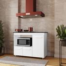 Balcão Cooktop Ana 4 Bocas 114m com Nicho Para Forno e 3 Portas - Branco Móblis Balcão Cooktop Ana 4 Bocas 114m com Nicho Para Forno e 3 Portas - Branco Móblis