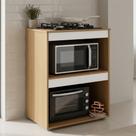 Balcão Cooktop Ariana Cozinha Compacta com Nichos para Micro-ondas Amêndoa Branco - Desk Design Balcão Cooktop Ariana Cozinha Compacta com Nichos para Micro-ondas Amêndoa Branco - Desk Design