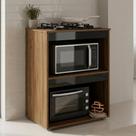 Balcão Cooktop Ariana Cozinha Compacta com Nichos para Micro-ondas Amêndoa Preto - Desk Design Balcão Cooktop Ariana Cozinha Compacta com Nichos para Micro-ondas Amêndoa Preto - Desk Design
