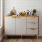 Balcão Cozinha 120 Cm 2 Portas e 3 Gavetas Elena