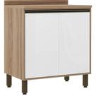 Balcão Cozinha 80 cm 2 Portas Branco Laca Mel Luciane Móveis