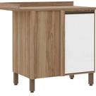 Balcão Cozinha 95cm Canto Reto 1 Porta Branco Laca Mel Luciane Móveis