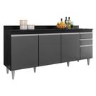 Balcão Cozinha Ágatha 180cm Preto com Grafite C/ Tampo - Belliv Decor