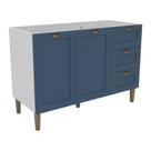Balcão Cozinha Americana Para Pia 120cm 2 Portas 3 Gavetas Sem Tampo Multimóveis Cr20486 Branco-Azul Balcão Cozinha Americana Para Pia 120cm 2 Portas 3 Gavetas Sem Tampo Multimóveis Cr20486 Branco-Azul