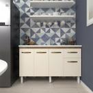 Balcão Cozinha Armário Gabiente Pia de 140 cm com 4 Portas e 1 Gavetas Camila Savana Off White