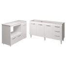 Balcão Cozinha Armário Gabinete De Pia 150 Cm Deise E Balcão Lilian Para Microondas E Forno Elétrico Branco Balcão Cozinha Armário Gabinete De Pia 150 Cm Deise E Balcão Lilian Para Microondas E Forno Elétrico Branco