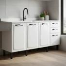 Balcão Cozinha Armário Multiuso em Aço 160cm 4 Portas 2 Gavetas Sem Tampo New Premium Balcão Cozinha Armário Multiuso em Aço 160cm 4 Portas 2 Gavetas Sem Tampo New Premium