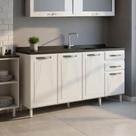 Balcão Cozinha Armário Multiuso em Aço 160cm 4 Portas 2 Gavetas Sem Tampo Star New