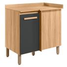 Balcão Cozinha Canto Reto 88,5cm 1 Porta Freijó/Chumbo - Nicioli Balcão Cozinha Canto Reto 88,5cm 1 Porta Freijó/Chumbo - Nicioli