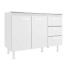 Balcão Cozinha com Tampo 2 Portas 3 Gavetas Evidencia Moveis Cor Branco Balcão Cozinha com Tampo 2 Portas 3 Gavetas Evidencia Moveis Cor Branco