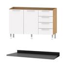 Balcão Cozinha Ditália Aspen 2 Portas 4 Gavetas Carvalho Branco Tampo Cd-104