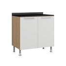 Balcão Cozinha Ditália Aspen 2 Portas Com Tampo Cd-102 Carvalho Branco Balcão Cozinha Ditália Aspen 2 Portas Com Tampo Cd-102 Carvalho Branco