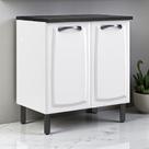 Balcão Cozinha em Aço 2 Portas 80cm com Tampo New Premium Itatiaia Branco/Nero Marquina