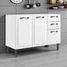 Balcão Cozinha em Aço 3 Portas e 2 Gavetas 120cm sem Tampo New Premium Itatiaia Branco