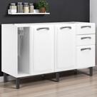 Balcão Cozinha em Aço 3 Portas e 2 Gavetas 140cm com Nicho Toalheiro sem Tampo New Premium Itatiaia Branco