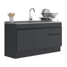 Balcão Cozinha Gabinete Pia 150 Cm 3 Portas 1 Gaveta Preto Balcão Cozinha Gabinete Pia 150 Cm 3 Portas 1 Gaveta Preto