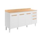 Balcão Cozinha Intenza 160cm 4 Portas 2 Gavetas com Tampo Branco/Branco UV - Nicioli