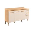 Balcão Cozinha Intenza 160cm 4 Portas 2 Gavetas com Tampo Freijó/Off White Cristal - Nicioli