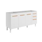 Balcão Cozinha Intenza 160cm 4 Portas 2 Gavetas sem Tampo Branco/Branco UV - Nicioli