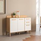 Balcão Cozinha Maria Flor 120cm 3 Portas 2 Gavetas Freijó/Off White Cristal - Nicioli