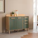 Balcão Cozinha Maria Flor 120cm 3 Portas 2 Gavetas Freijó/Verde - Nicioli
