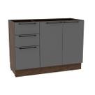 Balcão Cozinha Modulado Amsterdam PH 3146 c/ 2 Portas e 3 Gavetas s/ Tampo 120cm Avela/Grafite Herval Balcão Cozinha Modulado Amsterdam PH 3146 c/ 2 Portas e 3 Gavetas s/ Tampo 120cm Avela/Grafite Herval