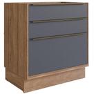 Balcão Cozinha Modular 100% MDF Édez Une, 3 Gavetas, Grafite e Louro Freijó